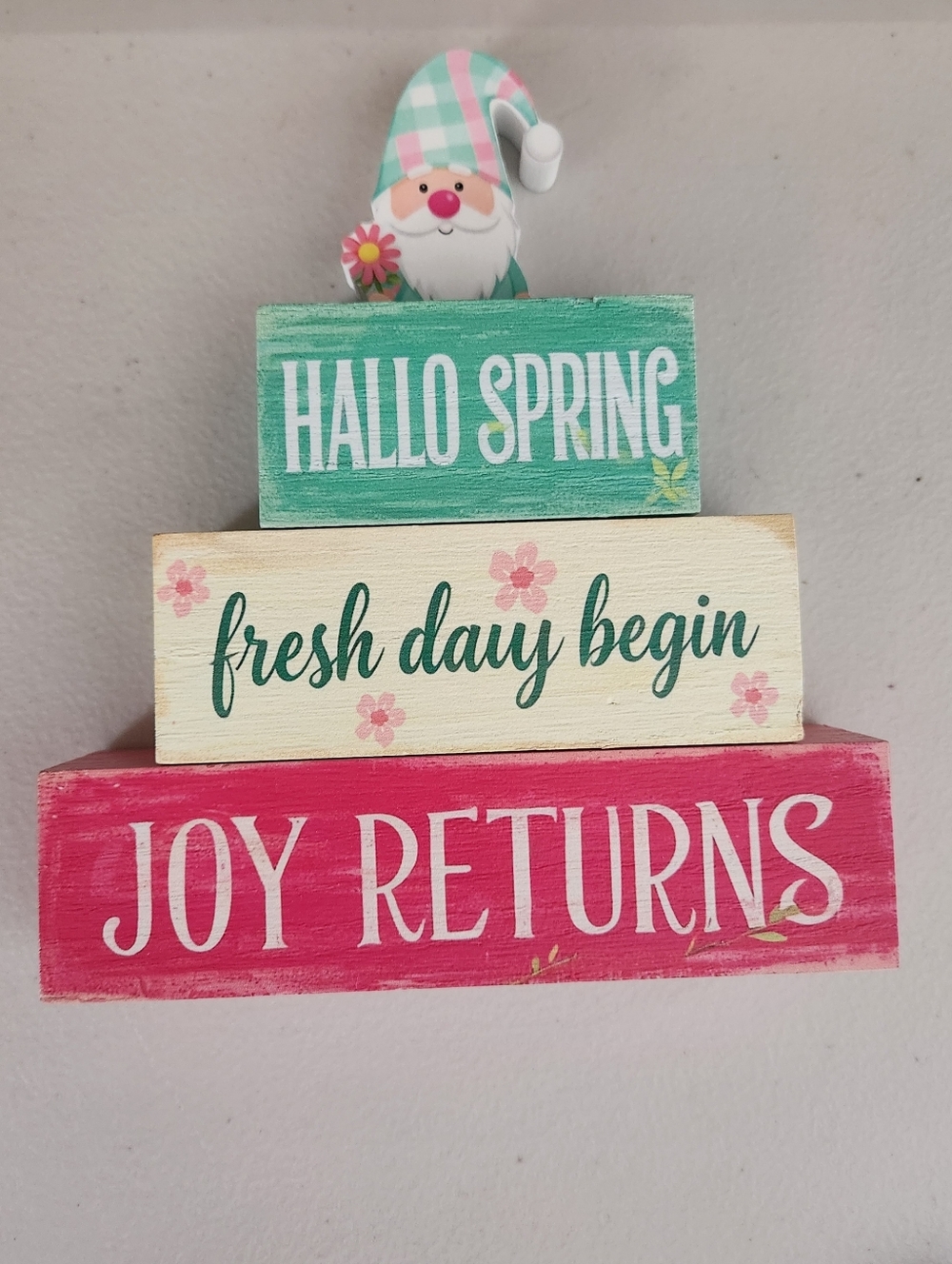 🎉 Hallo Spring, Fresh Day Begin, Joy Returns Stackable Wooden Decor